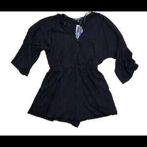 One Clothing Romper Medium Black V Neck Shorts NWT